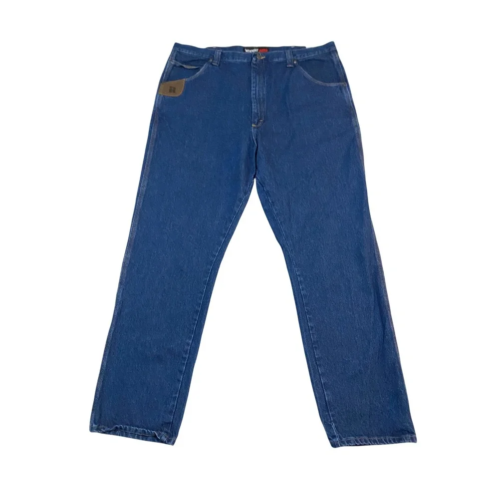 Wrangler Riggs Workwear Mens Blue Straight Leg Denim Jeans 3W050AI 42x34